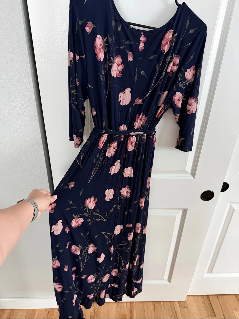 Isabel Maternity by Ingrid & Isabel Navy Maxi Dress with Pink Floral Print - Picture 8 of 14